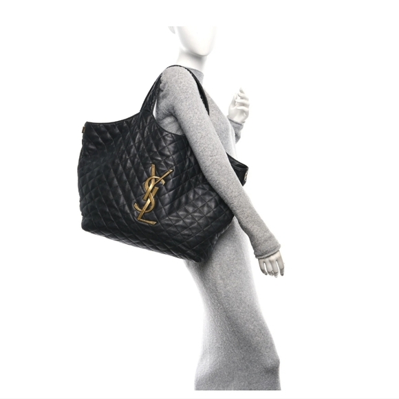 Yves Saint Laurent Black Quilted Tote with Gold Logo - Copy - Picture 2 of 16